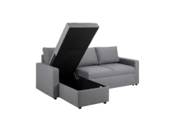 ebuy24 Sander Schlafsofa mit Ottomane Aufbewahrung und Auszug Hellgrau
