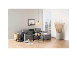 ebuy24 Sander Schlafsofa mit Ottomane Aufbewahrung und Auszug Hellgrau