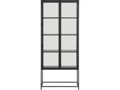 ebuy24 Sea Vitrinenschrank A 2 Glastüren und 4 Regale Schwarz