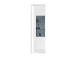 ebuy24 Skylight Vitrinenschrank 1 Tür mit Licht Hochglanz Weiß Glas Grau Weiß