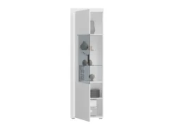 ebuy24 Skylight Vitrinenschrank 1 Tür mit Licht Hochglanz Weiß Glas Grau Weiß