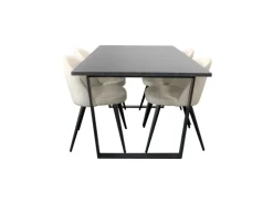 ebuy24 Tilst Essgruppe Esstisch mit Schwarzem Marmordruck und 4 Stühlen Samt Beige