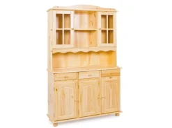 ebuy24 Toswa Vitrinenschrank 3 Türen 2 Glastüren 3 Schubladen 2 Offene Fächer Natur