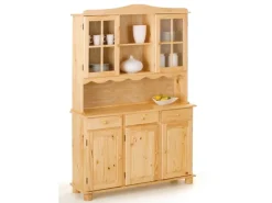 ebuy24 Toswa Vitrinenschrank 3 Türen 2 Glastüren 3 Schubladen 2 Offene Fächer Natur
