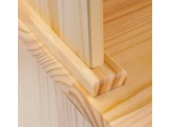 ebuy24 Toswa Vitrinenschrank 3 Türen 2 Glastüren 3 Schubladen 2 Offene Fächer Natur