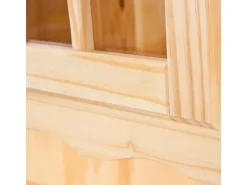 ebuy24 Toswa Vitrinenschrank 3 Türen 2 Glastüren 3 Schubladen 2 Offene Fächer Natur