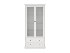 ebuy24 Venedig Vitrinenschrank 2-Türig mit 2 Schubladen Breite 97 cm Höhe 201 cm Weiß