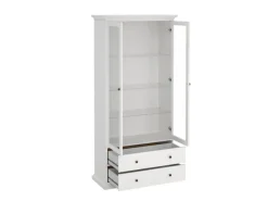 ebuy24 Venedig Vitrinenschrank 2-Türig mit 2 Schubladen Breite 97 cm Höhe 201 cm Weiß