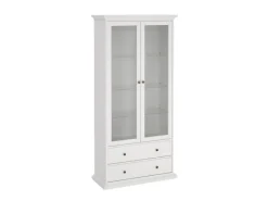 ebuy24 Venedig Vitrinenschrank 2-Türig mit 2 Schubladen Breite 97 cm Höhe 201 cm Weiß