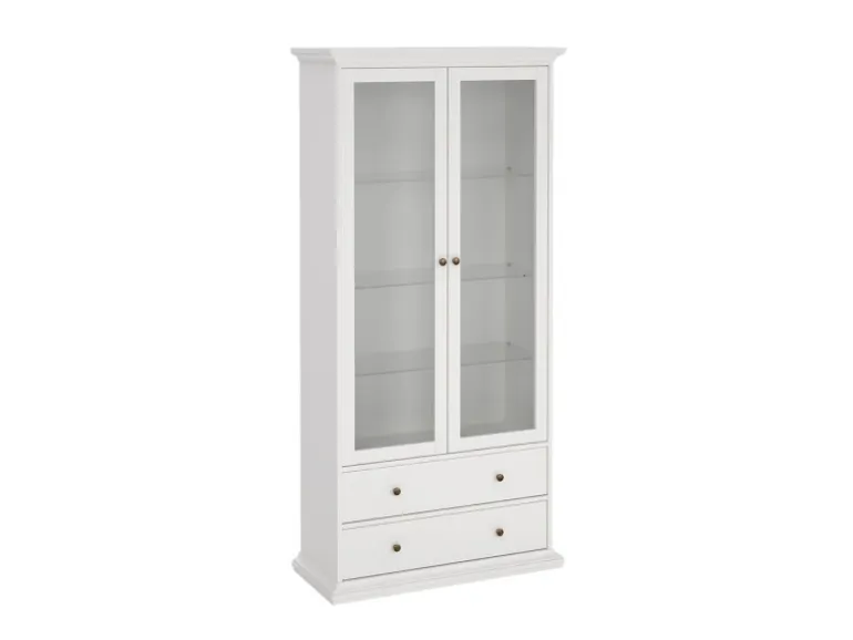ebuy24 Venedig Vitrinenschrank 2-Türig mit 2 Schubladen Breite 97 cm Höhe 201 cm Weiß