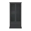 ebuy24 Venedig Vitrinenschrank 2 Glastüren und 2 Schubladen Matt Grau