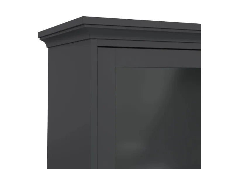 ebuy24 Venedig Vitrinenschrank 2 Glastüren und 2 Schubladen Matt Grau