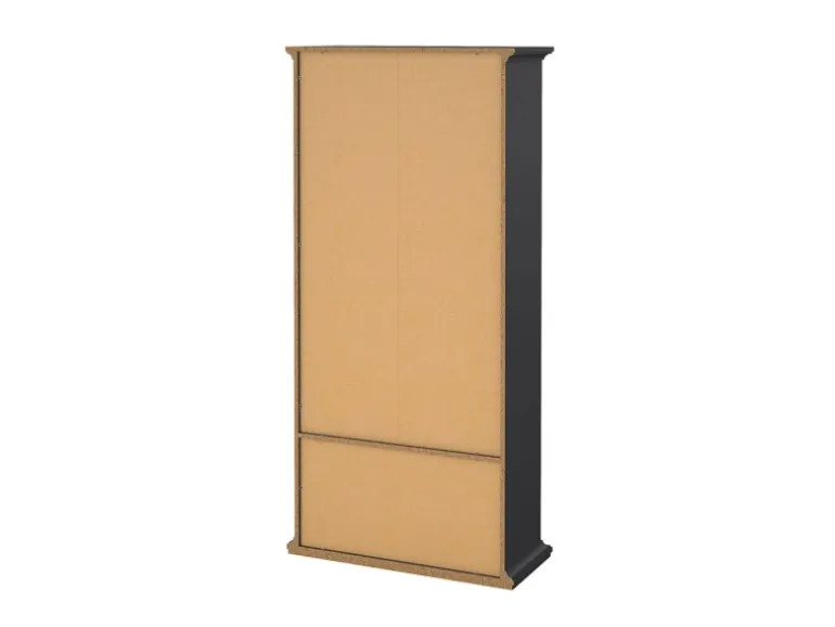 ebuy24 Venedig Vitrinenschrank 2 Glastüren und 2 Schubladen Matt Grau