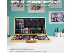 ECD Germany 109 Teiliges Malset mit Holzkoffer Zeichen und Malkoffer für Kinder