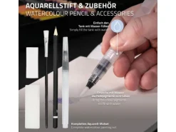 ECD Germany Aquarellfarben Set 48 Farben in Tragbarer Box inkl Pinsel