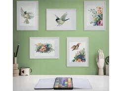 ECD Germany Aquarellfarben Set 48 Farben in Tragbarer Box Vollaquarell Palette
