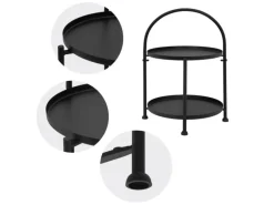 ECD Germany Beistelltisch Rund 33x45cm Schwarz Metall Klappbar Industriell