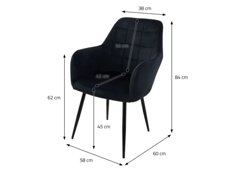 ECD Germany 2er Set Esszimmerstühle Küchenstühle Schwarz aus Samt