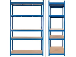 ECD Germany 2Er Set Werkstattregal 200x100x60 cm Blau Pulverbeschichter Metall