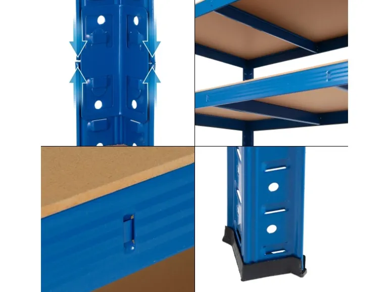 ECD Germany 2Er Set Werkstattregal 200x100x60 cm Blau Pulverbeschichter Metall