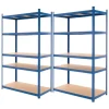 ECD Germany 2Er Set Werkstattregal 200x100x50 cm Blau Pulverbeschichter Metall
