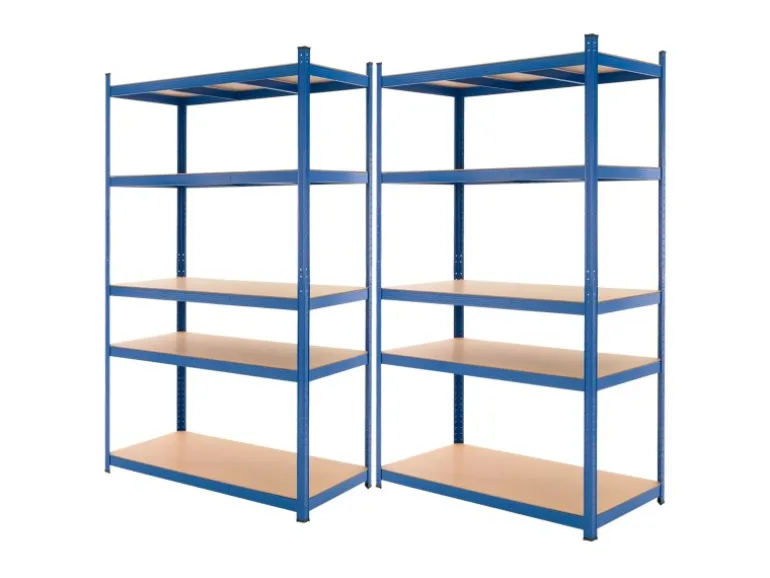 ECD Germany 2Er Set Werkstattregal 200x100x50 cm Blau Pulverbeschichter Metall