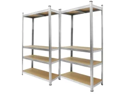 ECD Germany 2Er Werkstattregal 160x80x40cm bis 320kg aus Metall 4 MDF-Platten
