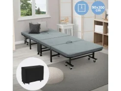ECD Germany Gästebett 90x200 cm Klappbares Einzelbett mit Matratze