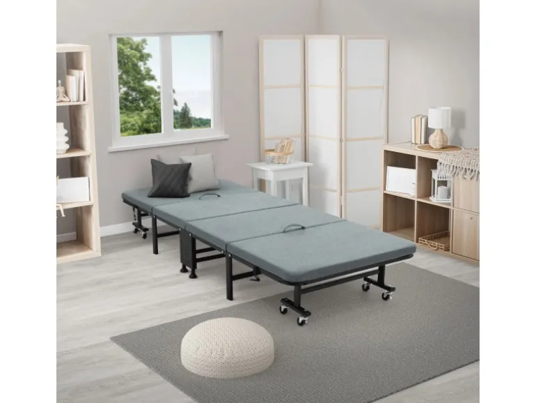 ECD Germany Gästebett 90x200 cm Klappbares Einzelbett mit Matratze