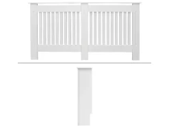 ECD Germany Heizkörperverkleidung Landhausstil 152x19x82cm Weiß aus MDF Lackiert