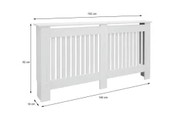 ECD Germany Heizkörperverkleidung Landhausstil 152x19x82cm Weiß aus MDF Lackiert