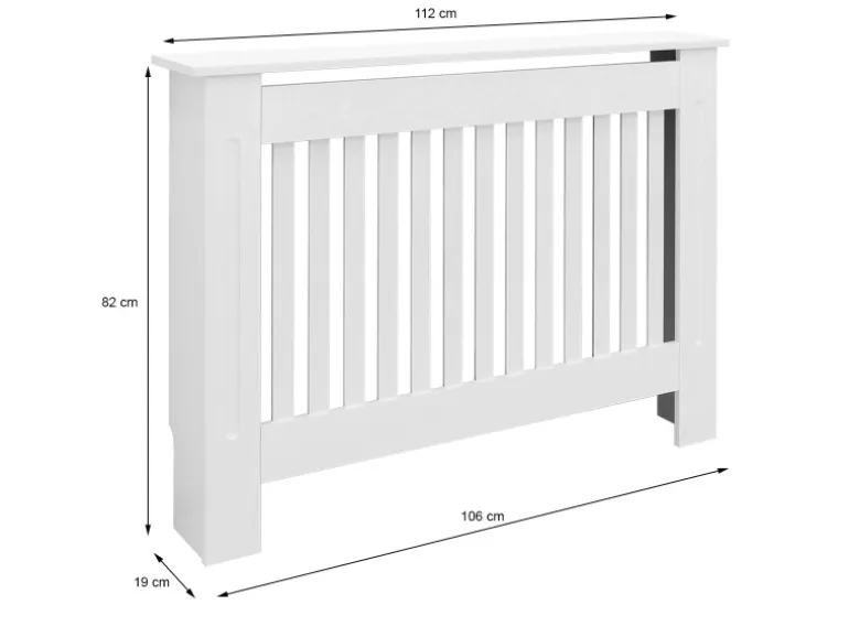ECD Germany Heizkörperverkleidung Landhausstil 112x19x82cm Weiß aus MDF Lackiert