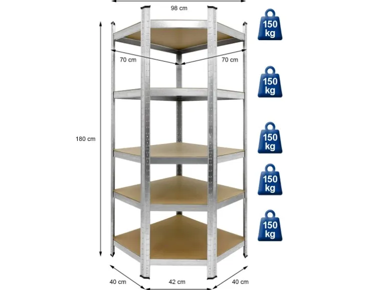ECD Germany Regalsystem Set 2 Lagerregale 180x90x40 cm mit Eckregal 180x70x40cm