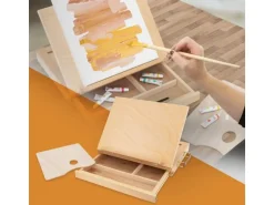 ECD Germany Tischstaffelei Holz mit Schublade und Palette Holzstaffelei Klein