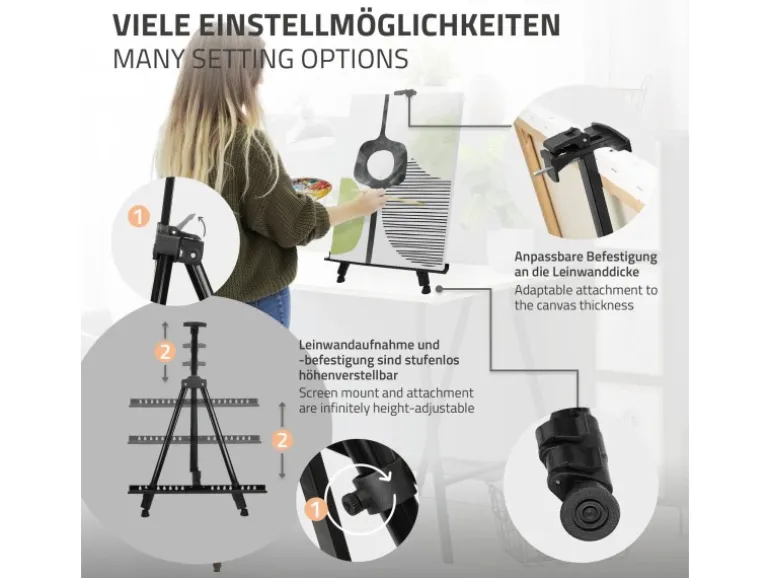 ECD Germany 140tlg XXL Malset mit Staffelei Künstler Acryl Zeichenset Buntstifte