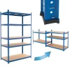 ECD Germany Werkstattregal 200x100x60 cm Blau aus Metall mit 5 Böden aus MDF