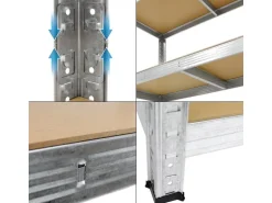 ECD Germany Werkstattregal 160x80x40cm bis 320kg Verzinktes Metall 4 MDF-Platten