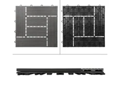 ECD Germany WPC Terrassenfliesen 30x30 cm 11Er Spar Set Anthrazit Mosaik