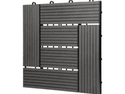 ECD Germany WPC Terrassenfliesen 30x30 cm 11Er Spar Set Anthrazit Mosaik