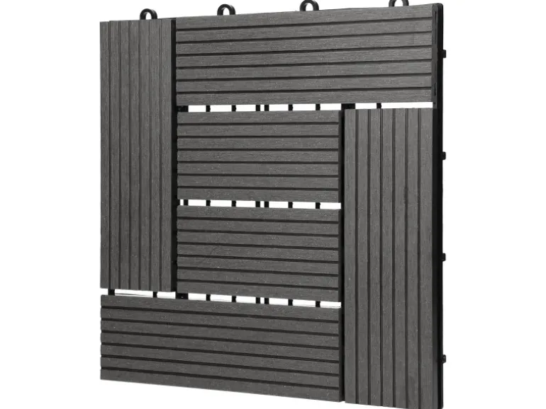 ECD Germany WPC Terrassenfliesen 30x30 cm 11Er Spar Set Anthrazit Mosaik