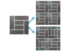 ECD Germany WPC Terrassenfliesen 30x30 cm 11Er Spar Set Anthrazit Mosaik