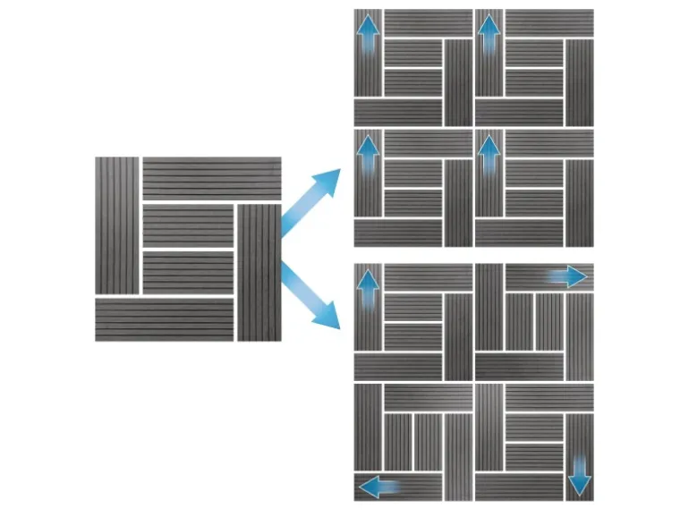 ECD Germany WPC Terrassenfliesen 30x30 cm 11Er Spar Set Anthrazit Mosaik