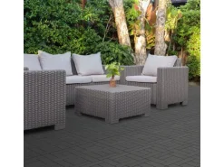 ECD Germany WPC Terrassenfliesen 30x30 cm 11Er Spar Set Anthrazit Mosaik