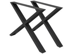ECD Germany 2x Tischbeine X-Design X-Form 60x72 cm Schwarz Stahl Industriedesign