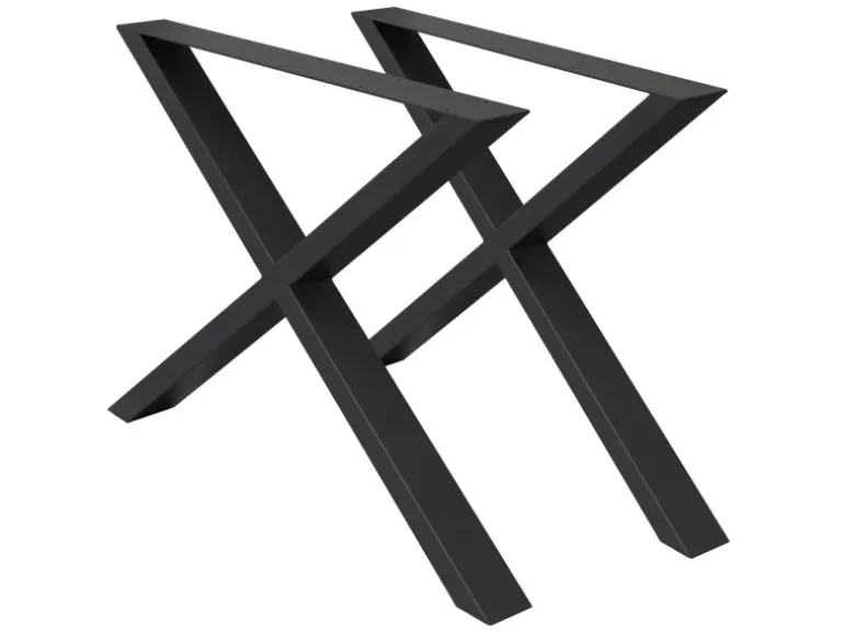 ECD Germany 2x Tischbeine X-Design X-Form 60x72 cm Schwarz Stahl Industriedesign