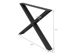 ECD Germany 2x Tischbeine X-Design X-Form 60x72 cm Schwarz Stahl Industriedesign