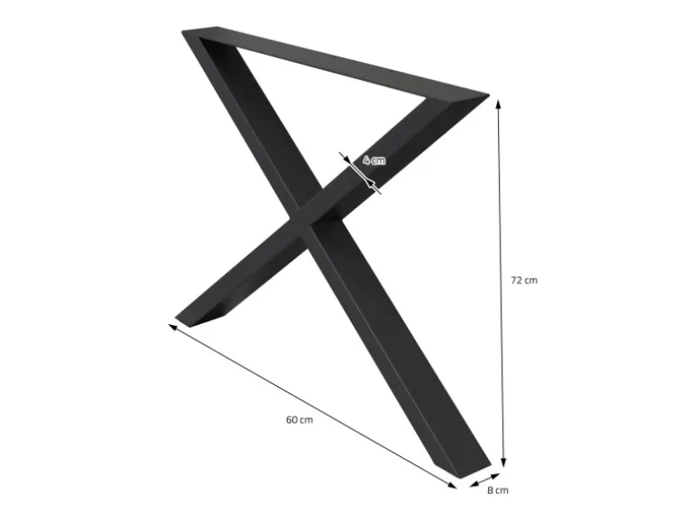 ECD Germany 2x Tischbeine X-Design X-Form 60x72 cm Schwarz Stahl Industriedesign