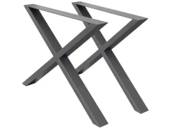 ECD Germany 2x Tischbeine X-Design X-Form 60 x 72 cm Anthrazit Industriedesign