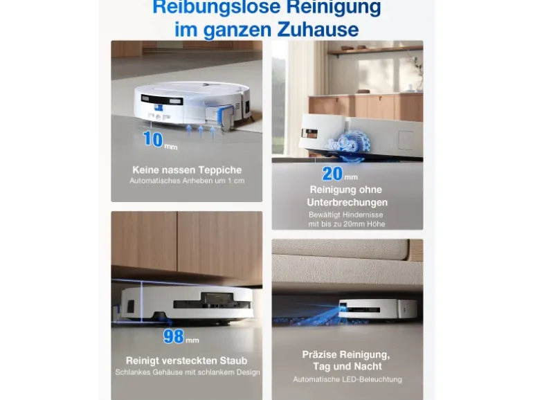 ECOVACS DEEBOT T80 OMNI WHITE mit Selbstreinigender OZMO ROLLER-Wischtechnologie