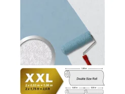 EDEM 80377BR60 Xxl Decken Wand Vliestapete überstreichbare Struktur 25,05 m x 1,06 m 26,50 m2 Weiß